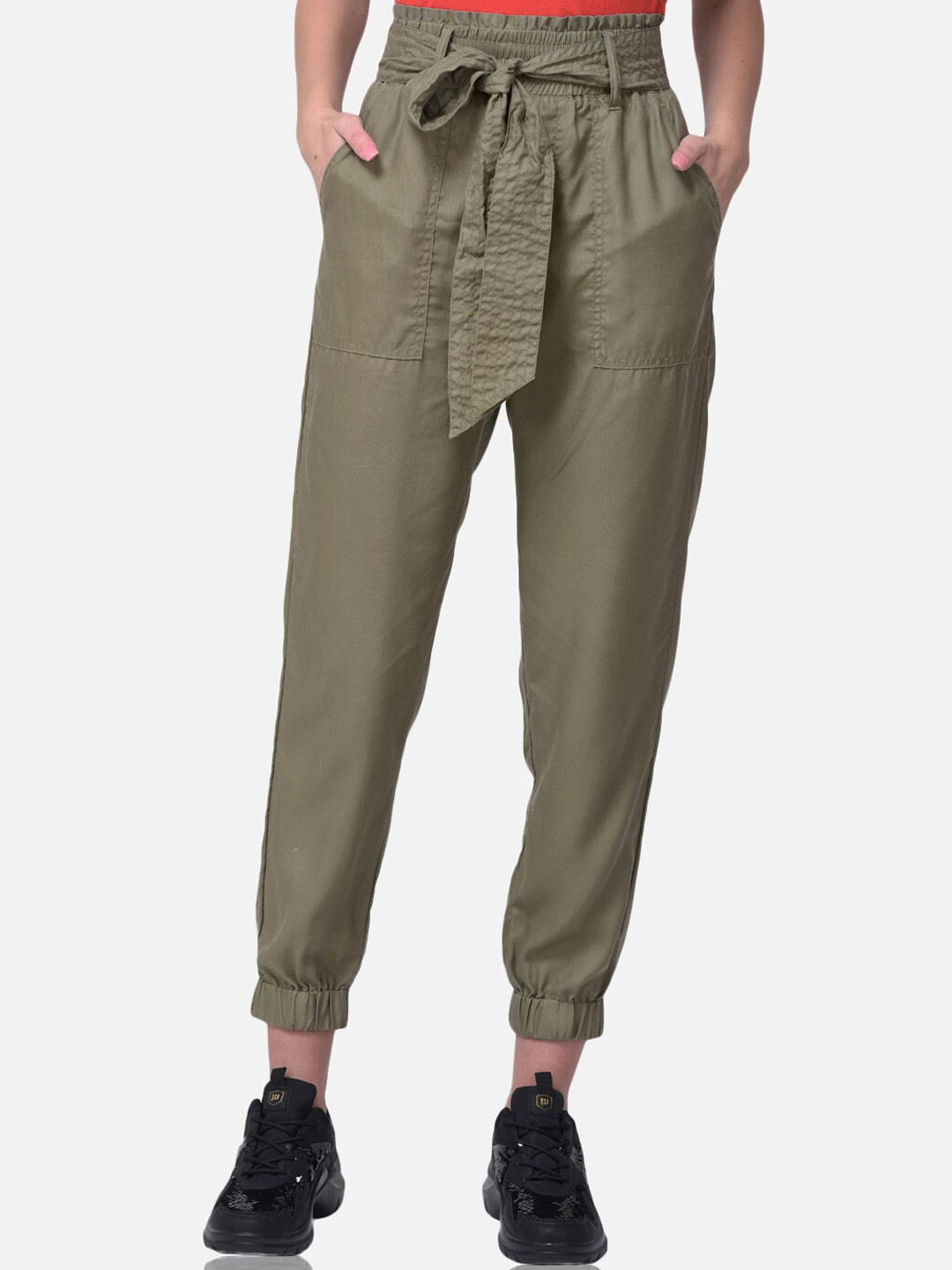 Woods Women Olive Green Relaxed Joggers Trousers