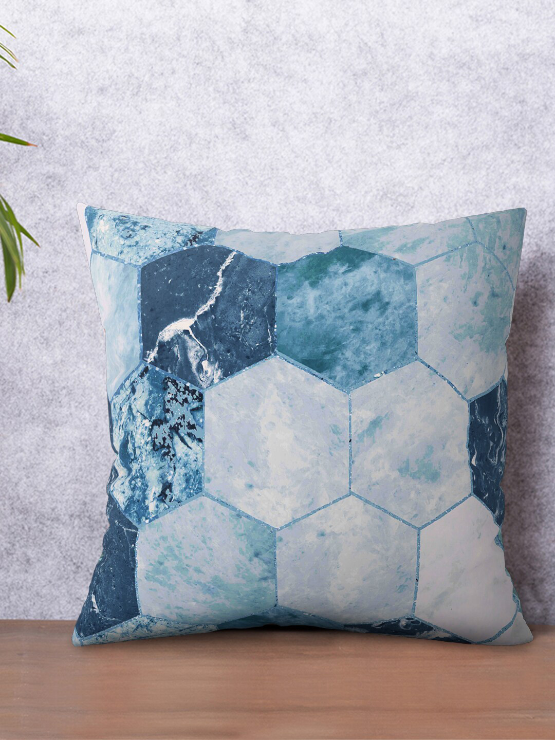 PETAL HOME Blue & Grey Geometric Square Cushion Covers