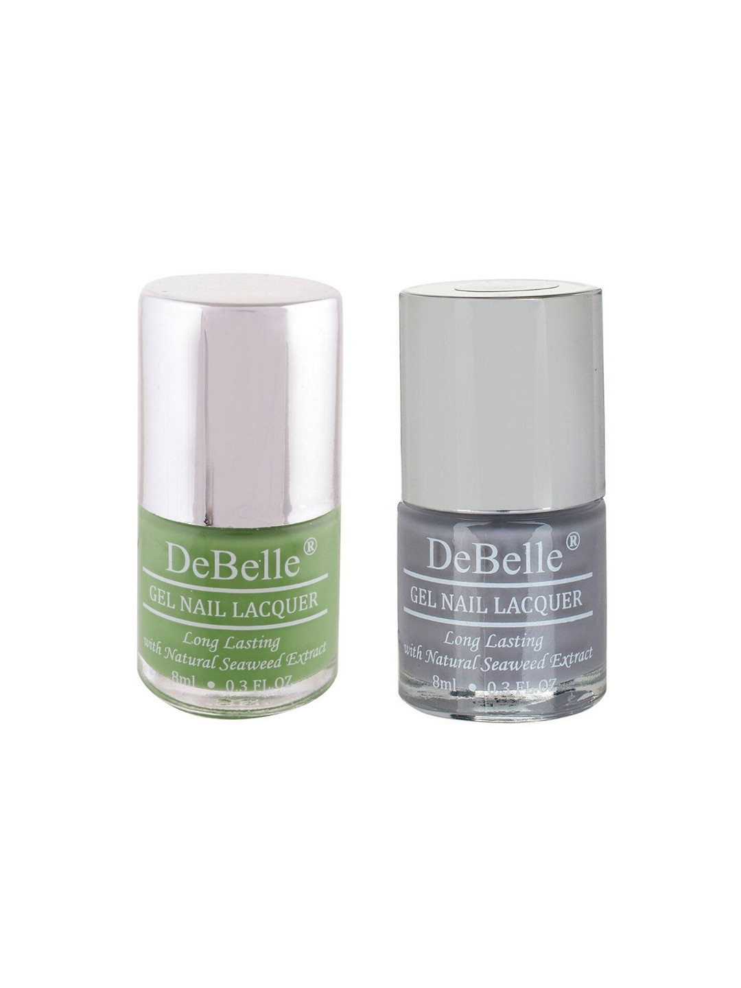 DeBelle Set Of 2 Gel Nail Polish - Mystique Green & Sombre Grey - 8ml Each