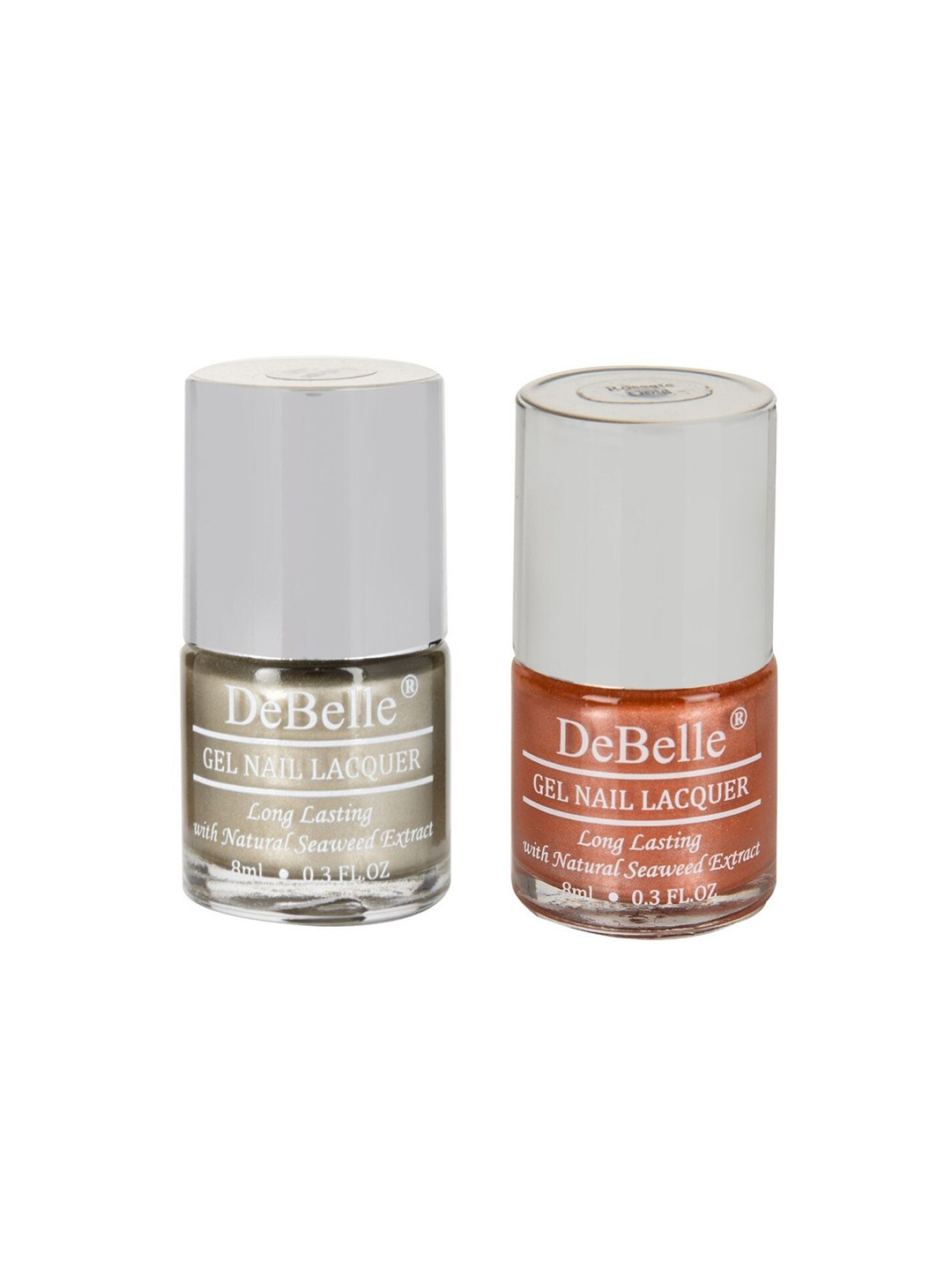DeBelle Set of 2 Fleur De Pearl Gel Nail Polish - Apricot Dew & Plum Toffee - 8ml Each