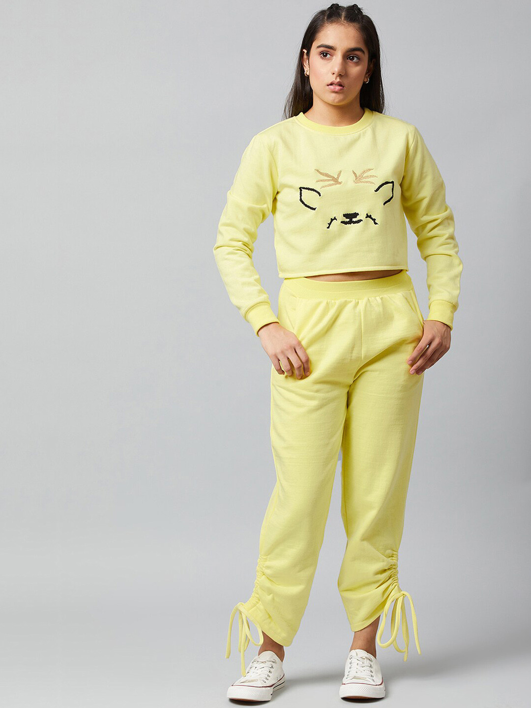 Athena Girl Yellow Embroidered Co-ord Set