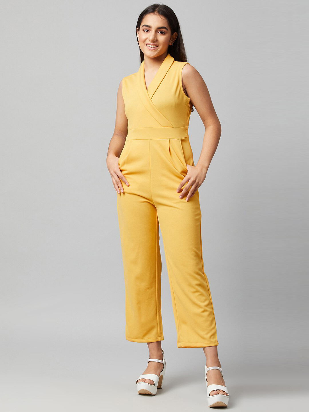 Athena Girl Girls Yellow Basic Jumpsuit