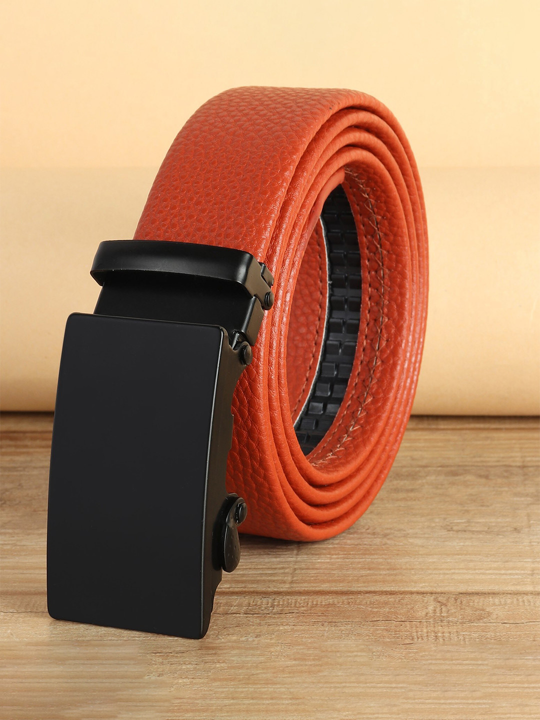 Kastner Men Orange Textured Synthetic Leather Belt