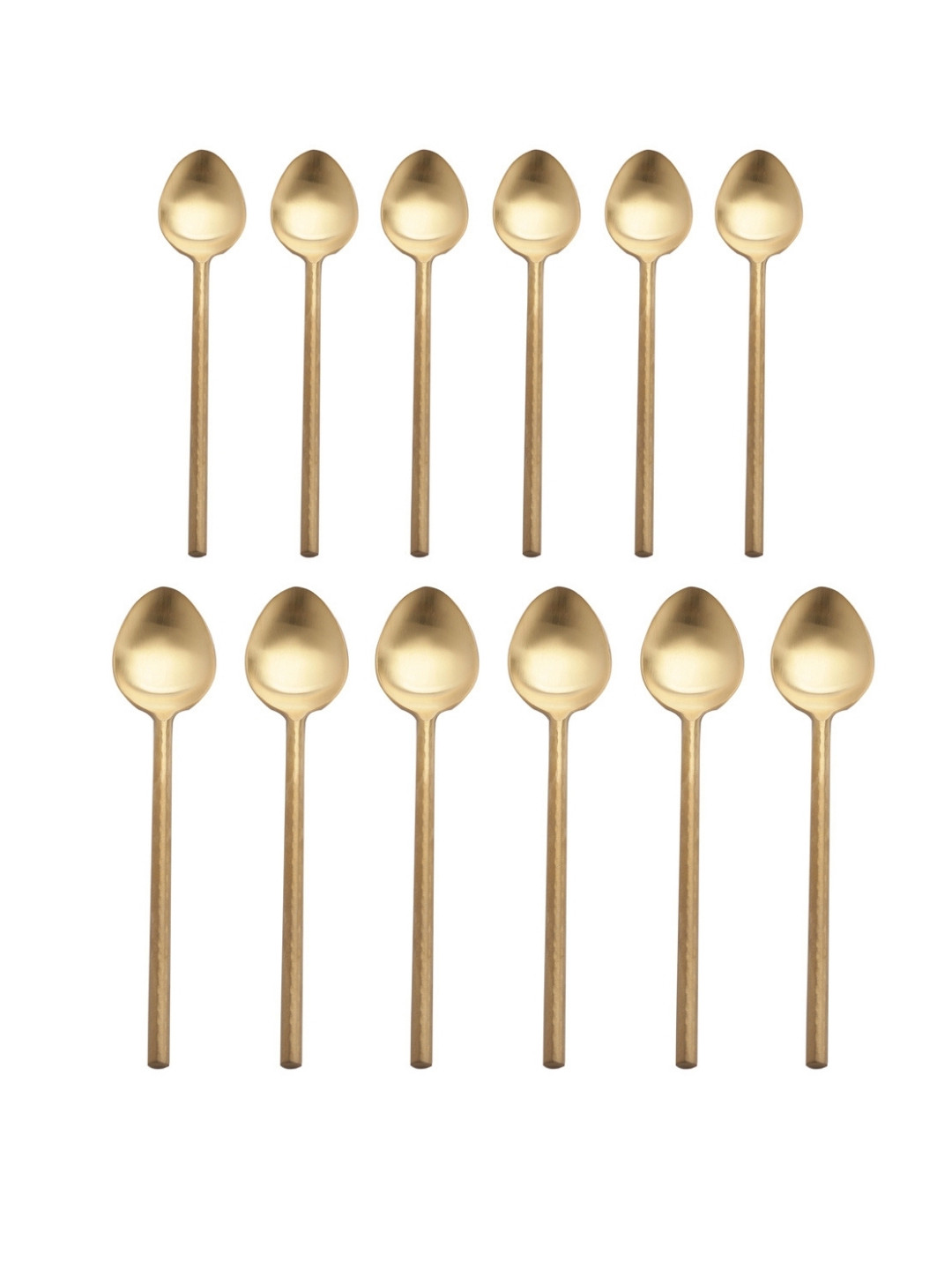 VarEesha Set Of 12 Gold-Toned Matt Stainless Steel Spoons Set
