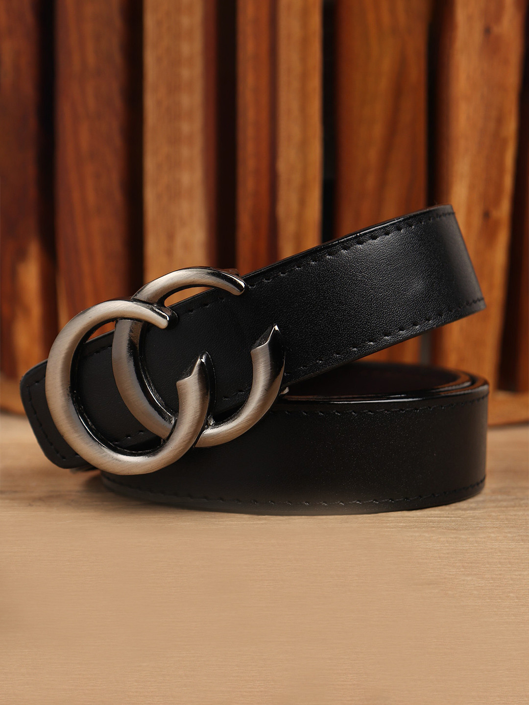 Kastner Women Black Woven Design Artificial Leather Belt