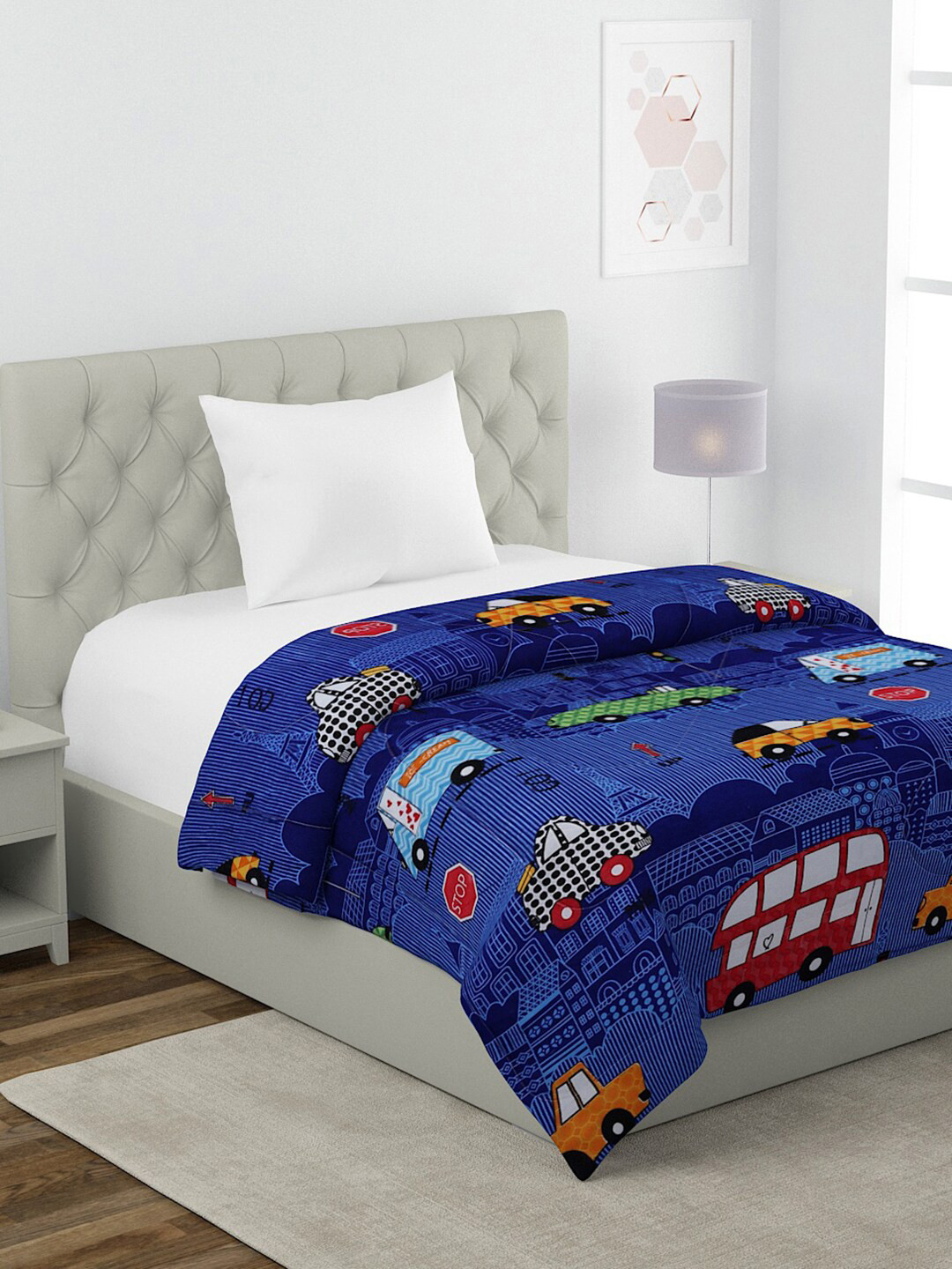 HOSTA HOMES Blue & Red Cartoon Characters Heavy Winter 210 GSM Single Bed Comforter