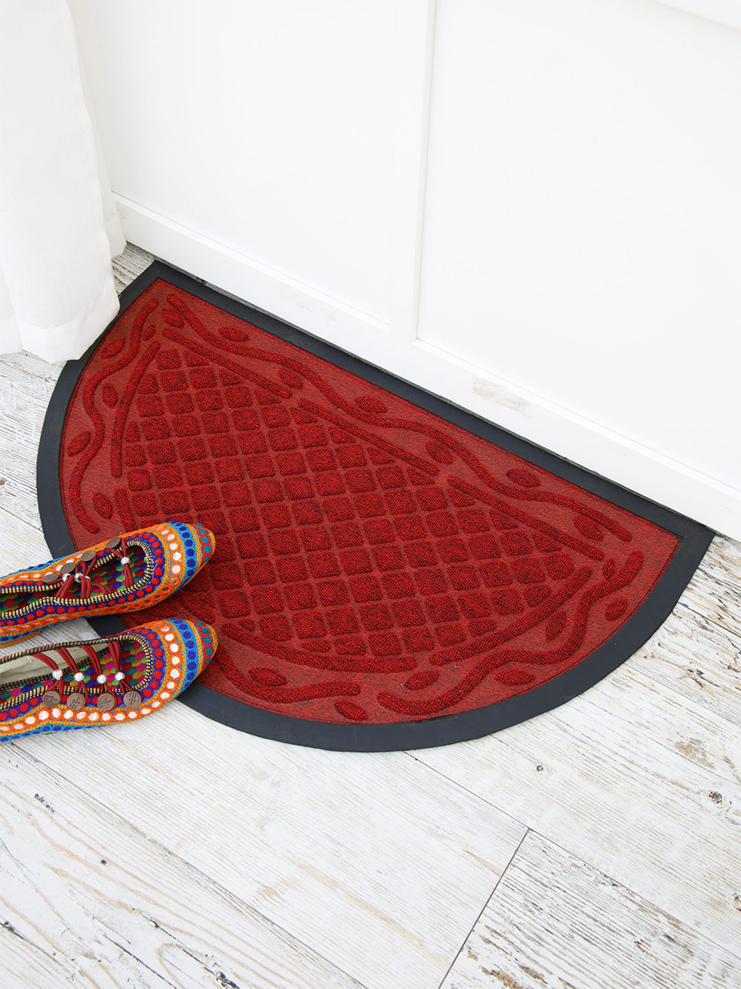 Ariana Red & Blue Solid Anti-Skid Doormat