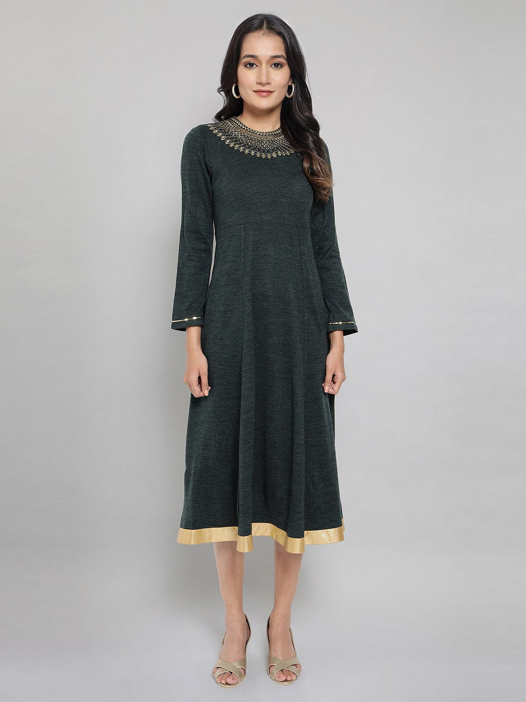 AURELIA Green A-Line Midi Dress