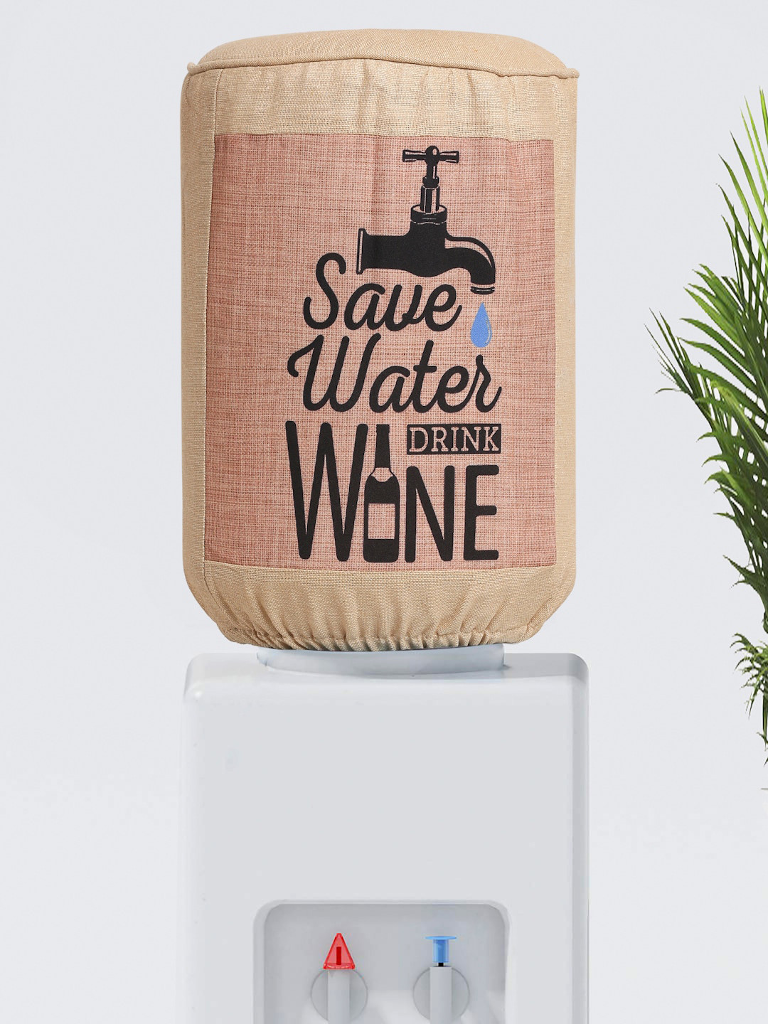 SWAYAM Beige & Black Digital Printed Water Dispenser Cover
