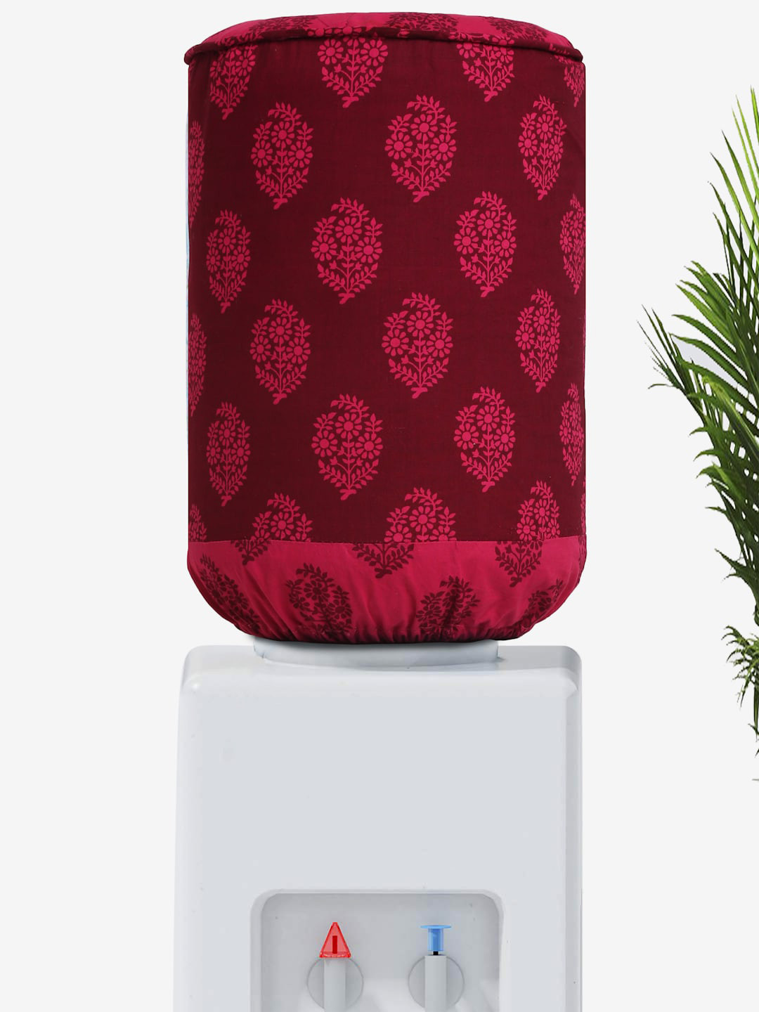SWAYAM Maroon & Red Printed Cotton Water Dispenser Cover