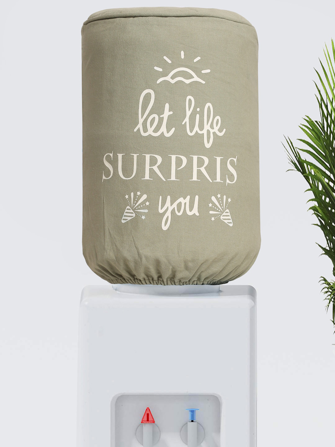 SWAYAM Grey & White Printed Cotton Water Dispenser Cover