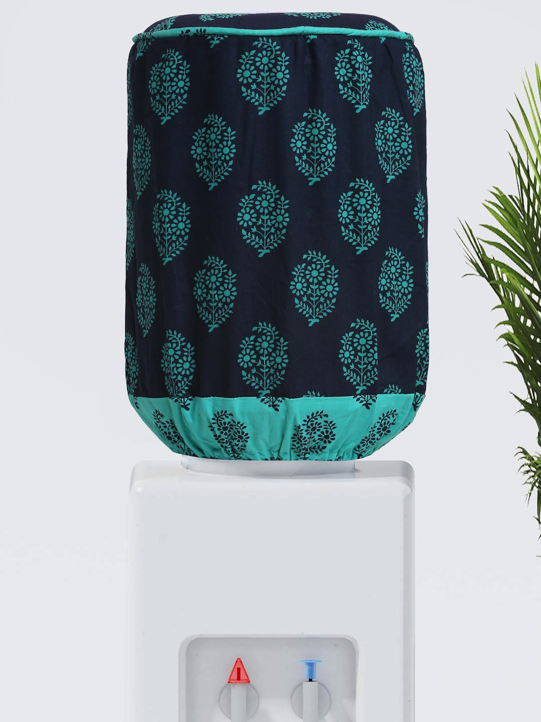 SWAYAM Black & Sea-Green Printed Cotton Water Dispenser Cover