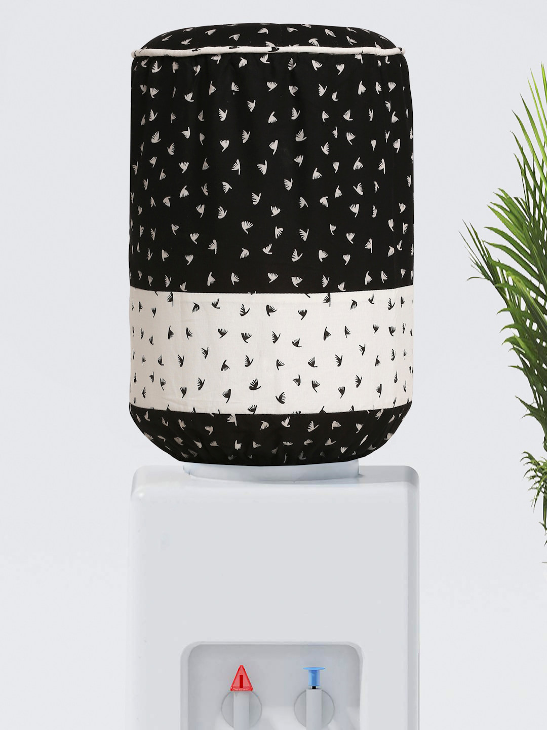 SWAYAM Black & White Printed Cotton Water Dispenser Cover
