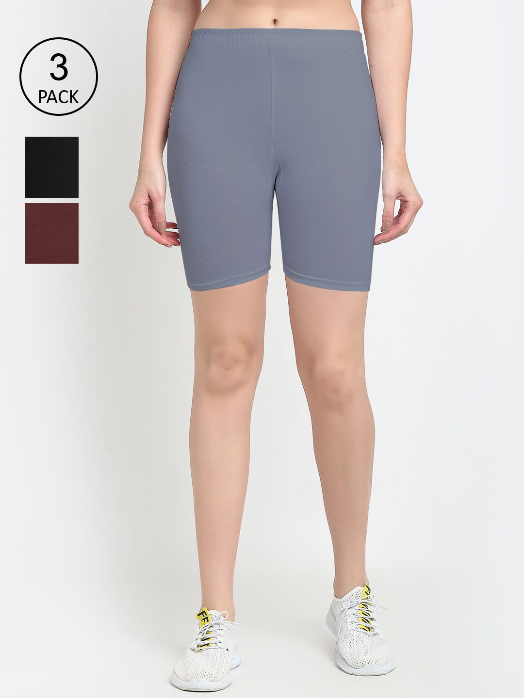 GRACIT Women Black Biker Shorts