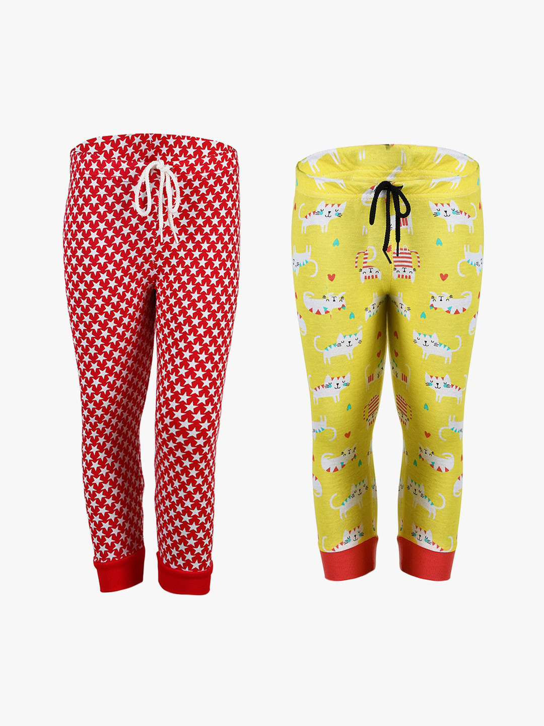 SAVAGE Girls Set of 2 Multi Printed Cotton Joggers