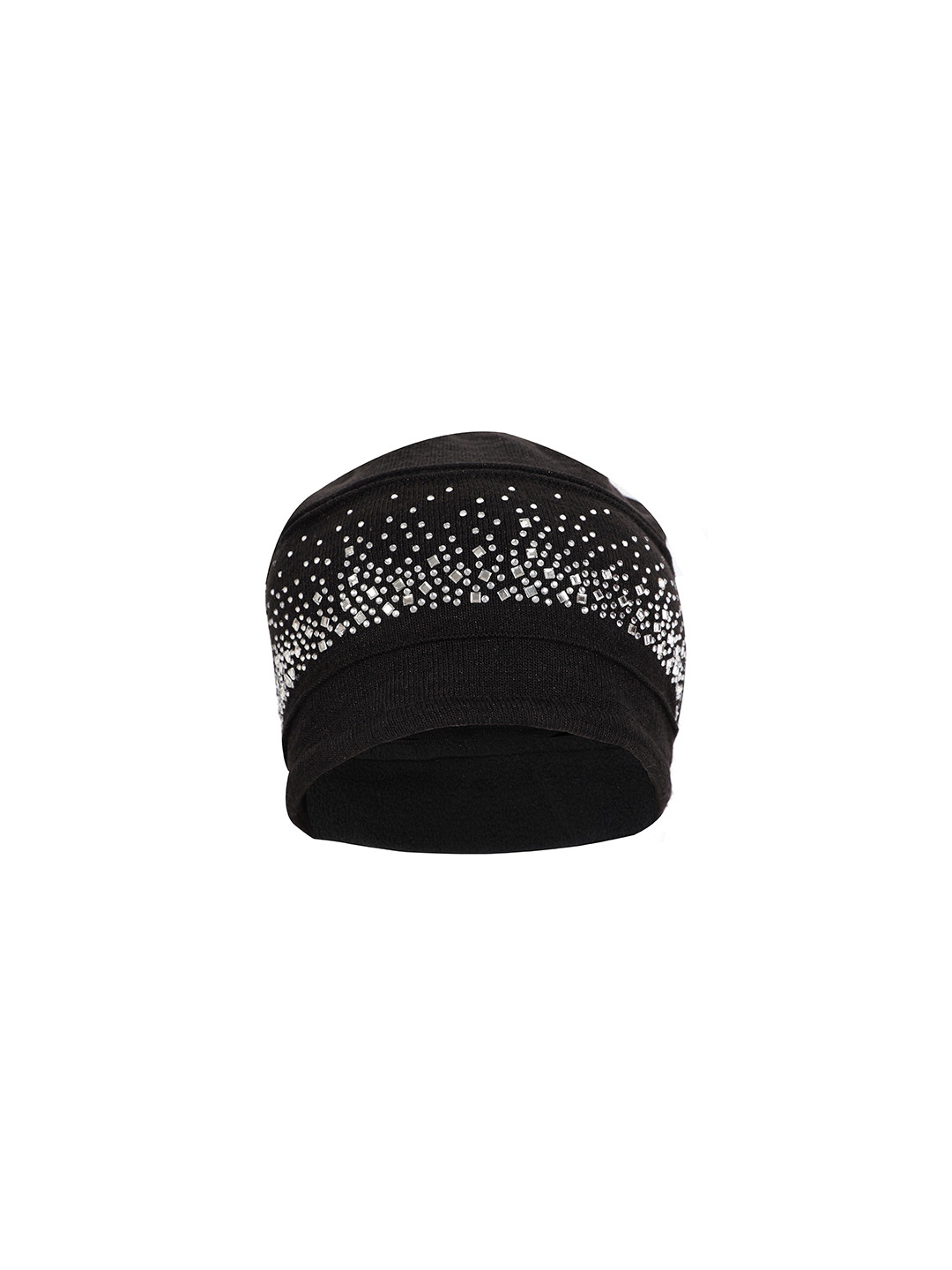 FabSeasons Women Black Studded Acrylic Woolen Beanie