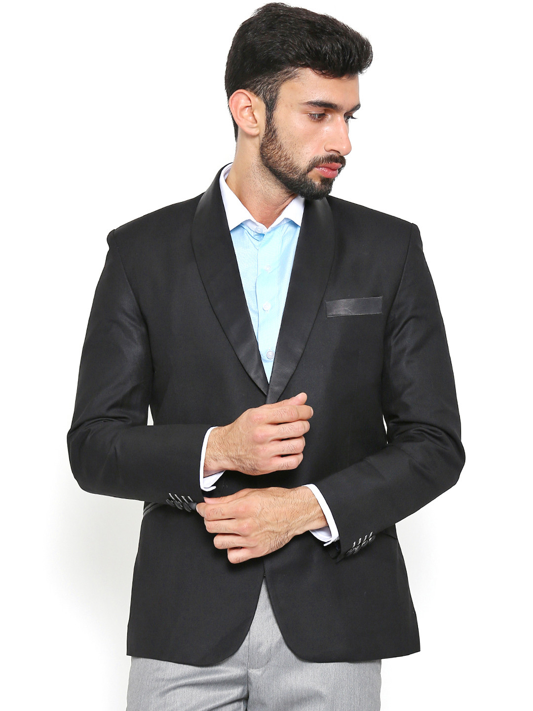 Shaftesbury London Black Regular Fit Single-Breasted Party Blazer