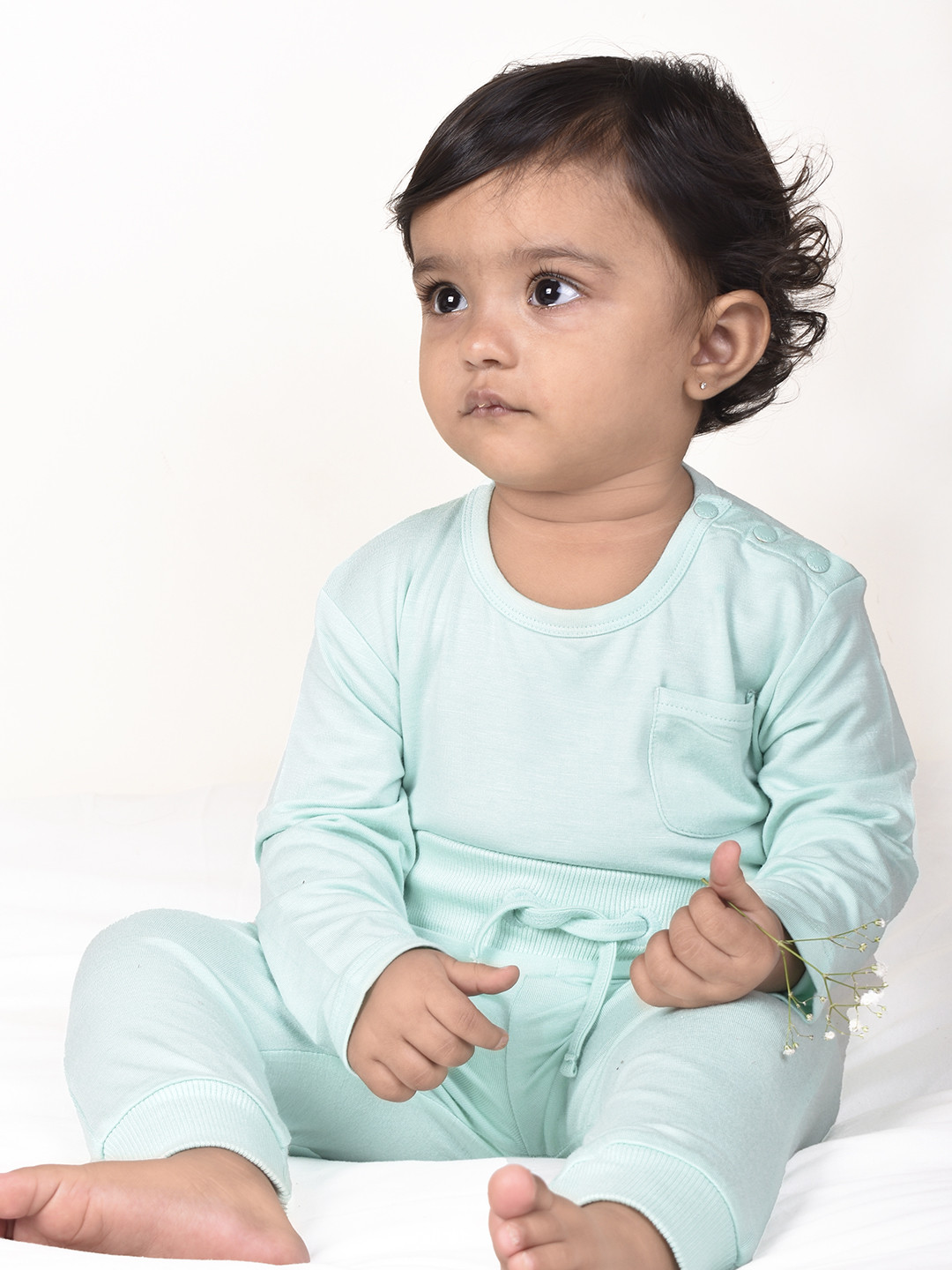 Softsens Unisex Kids Green Bamboo Top with Trousers