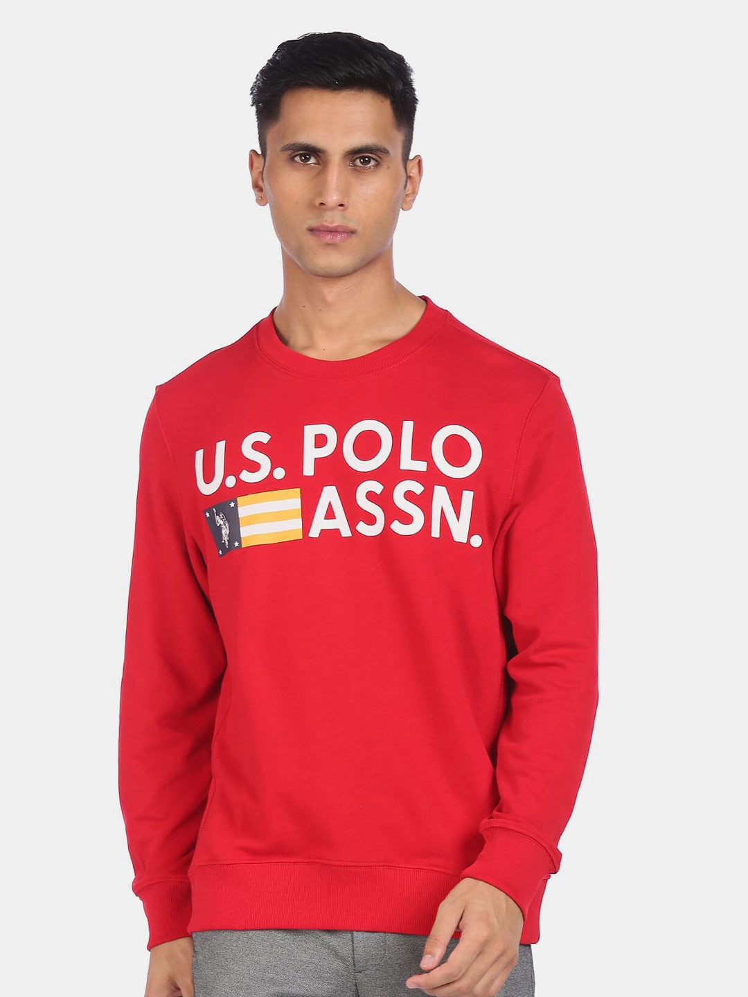 U.S. Polo Assn. Men Red Printed Sweatshirt