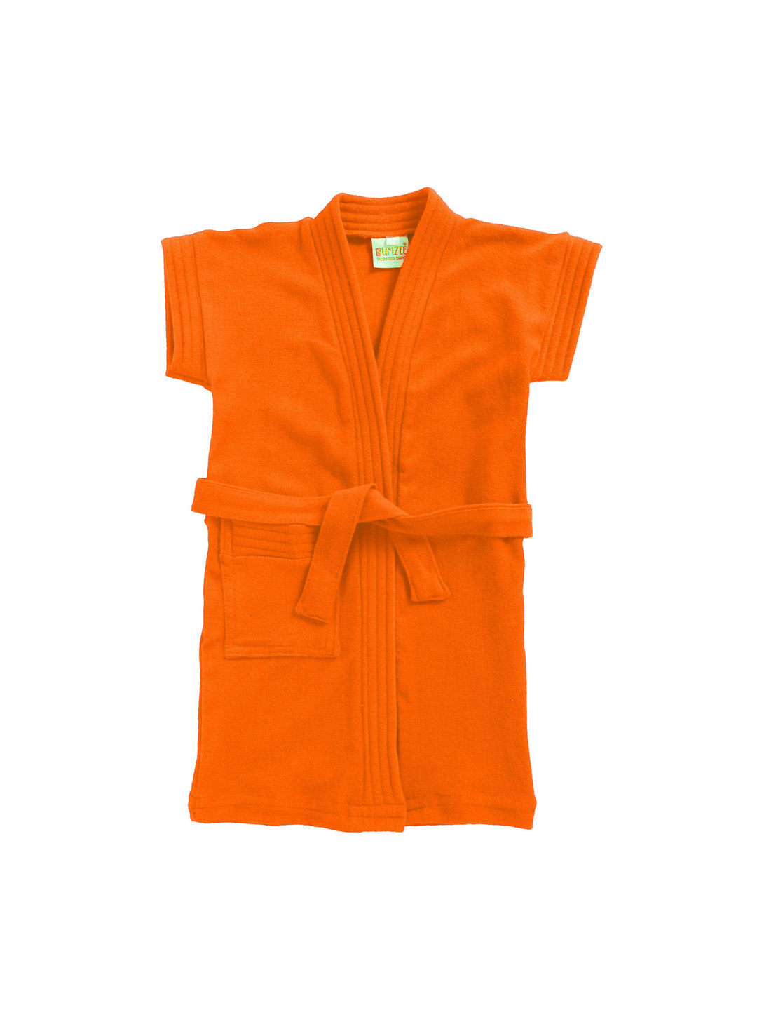 BUMZEE Orange Solid Cotton Drawstring Knee Length Bath Robe-1-2Y