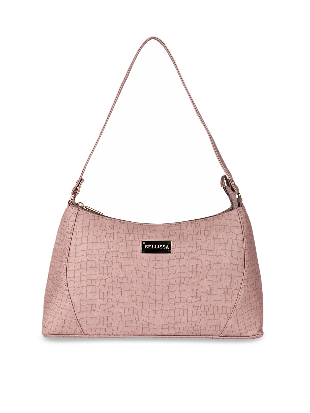 Bellissa Pink Animal Textured Structured Baguette Bag