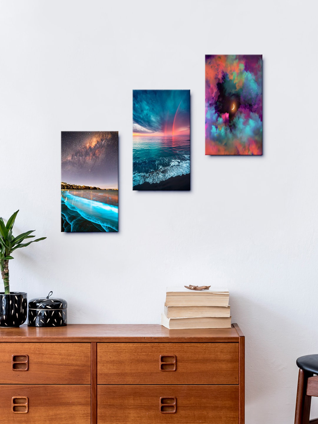 999Store Multi MDF 3 Pcs Wall Living Room Rectangle Paintings Wall Art -12.52 x 8In