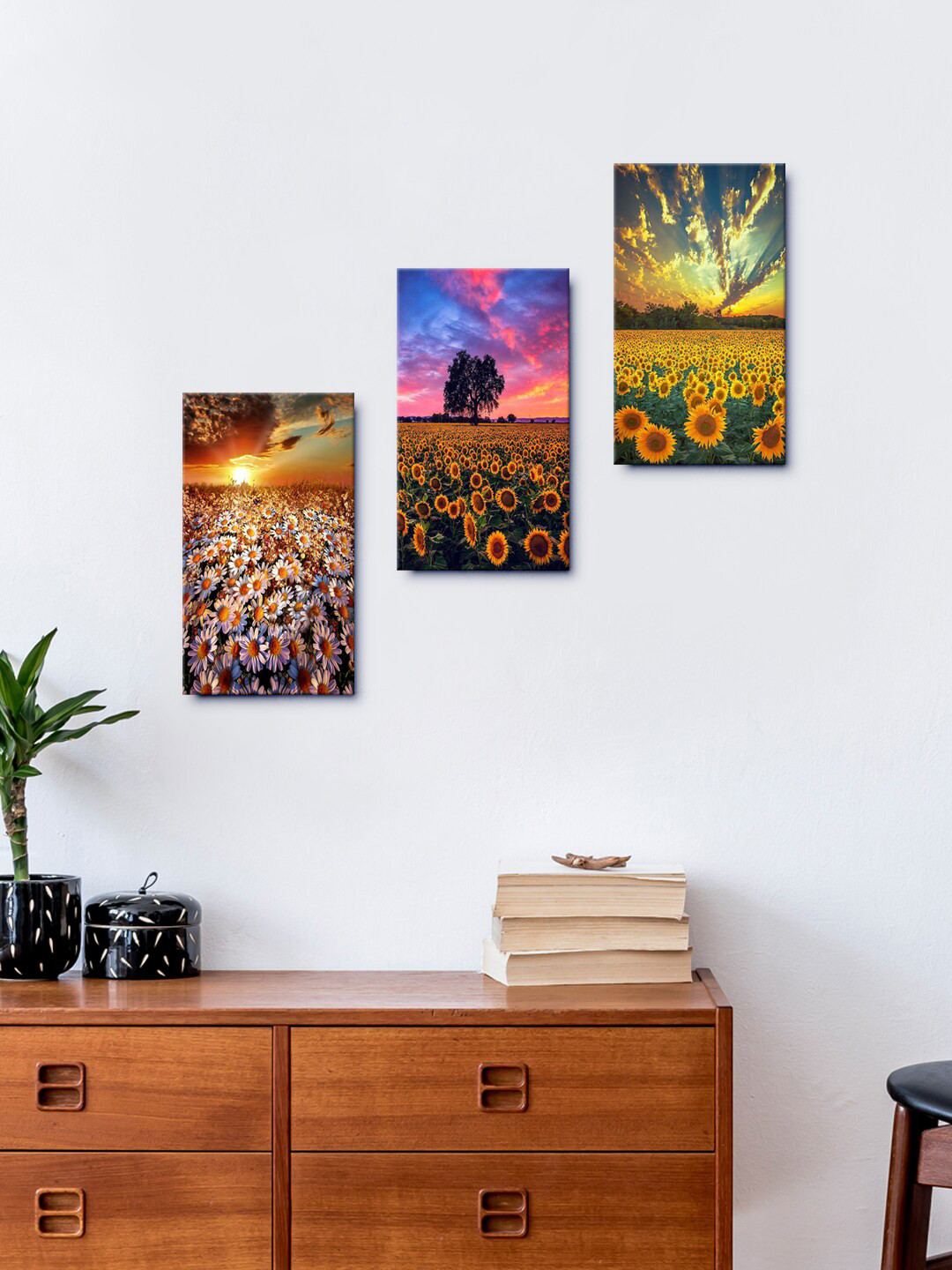 999Store Full Moon Sky Wall Painting Set Of 3 Frames