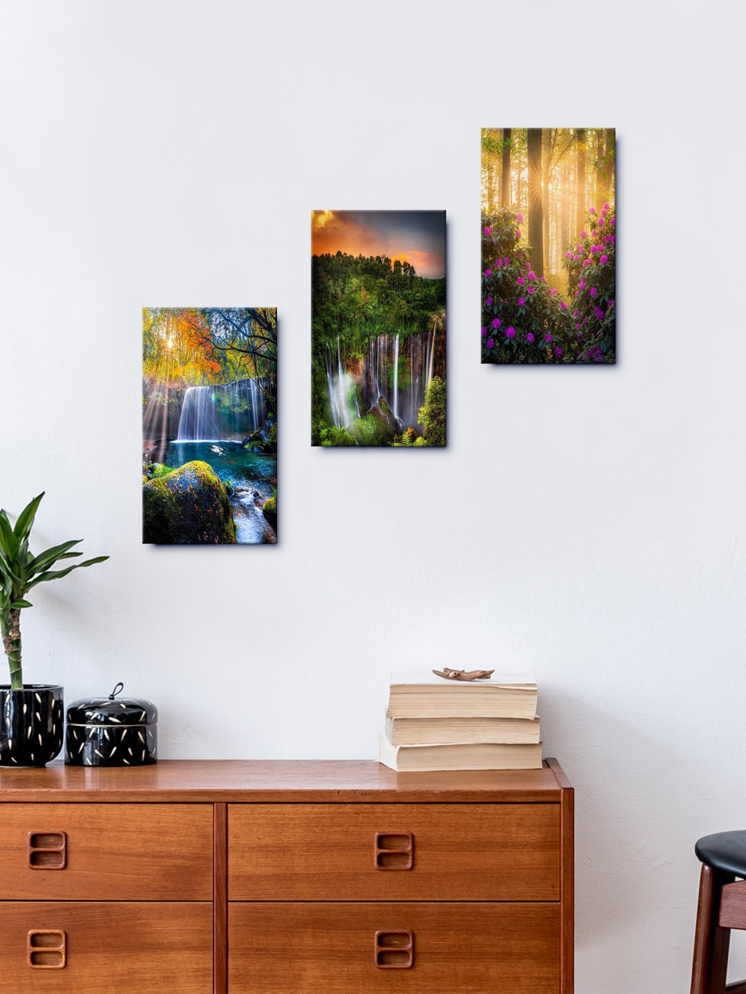 999Store Nature MDF 3 Piece Wall Rectangle Paintings Wall Art -15 x 8 In