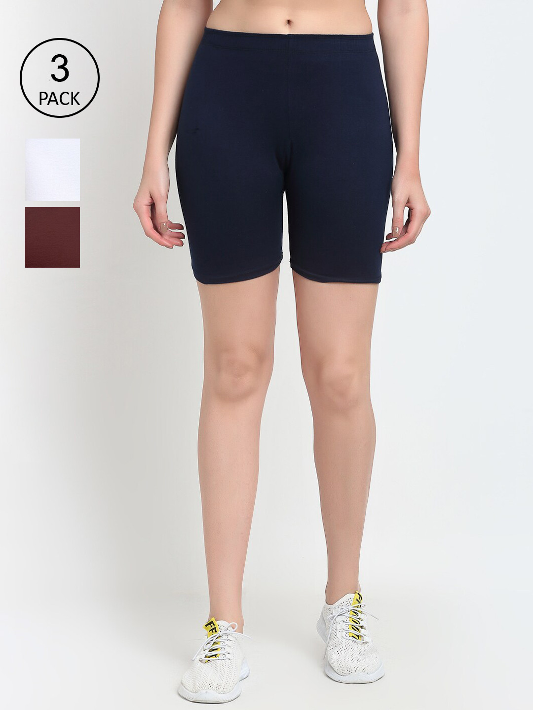 GRACIT Women White Biker Shorts