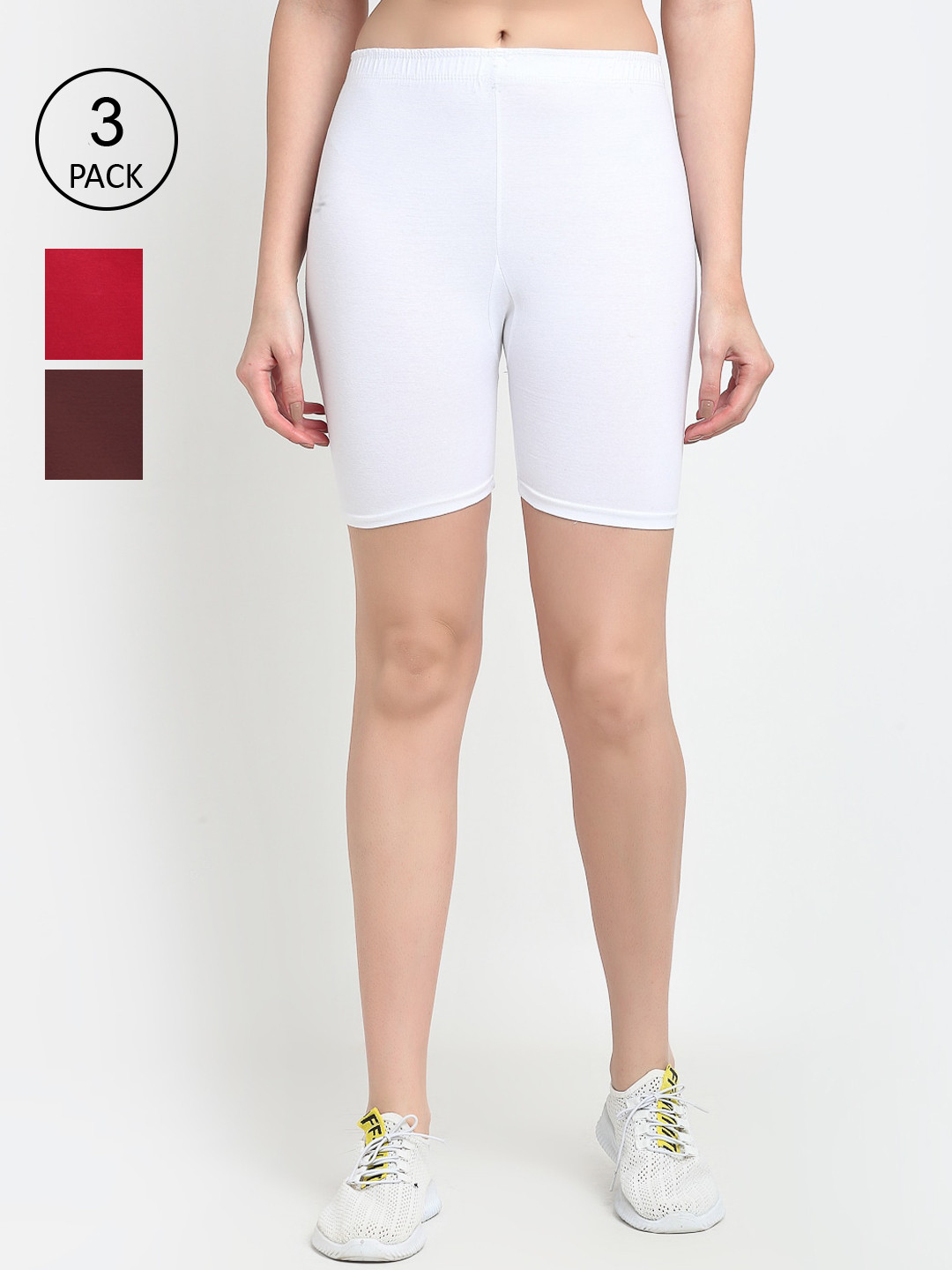 GRACIT Women White Biker Shorts