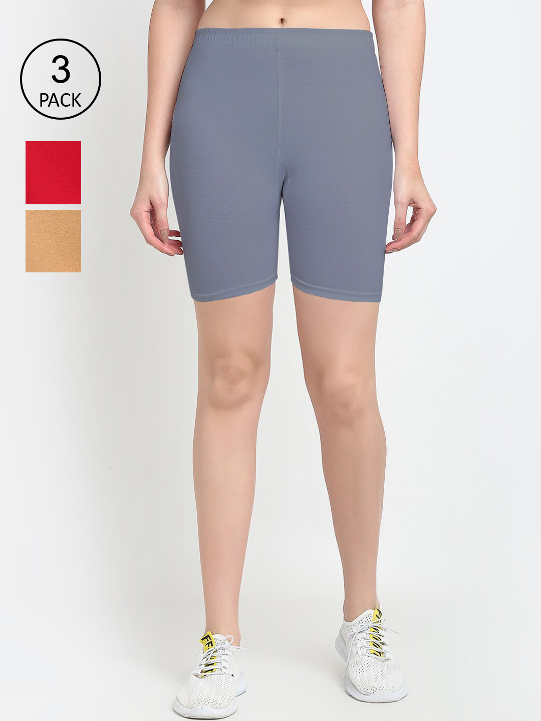 GRACIT Women Pack Of 3 Biker Shorts