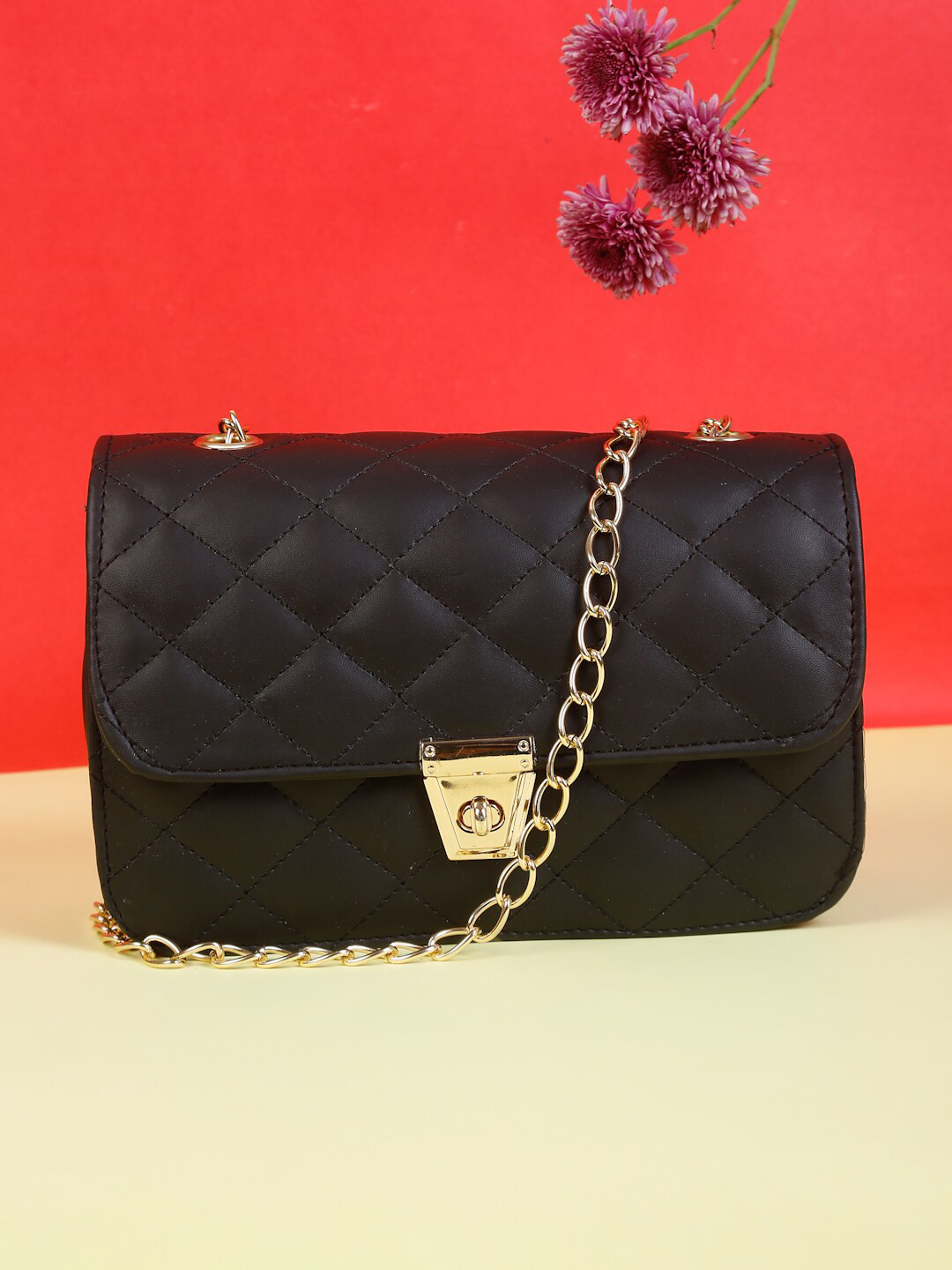 FARGO Black Quilted Sling Bag