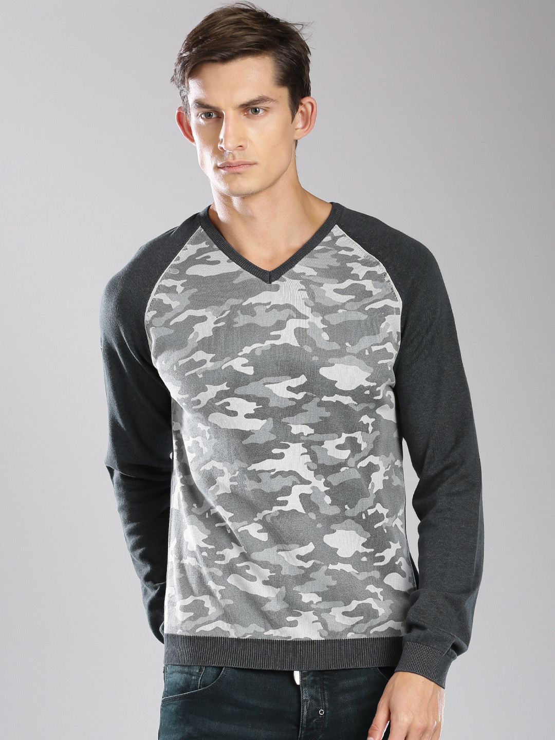 Buy Kappa Men Grey Camouflage Sweater 