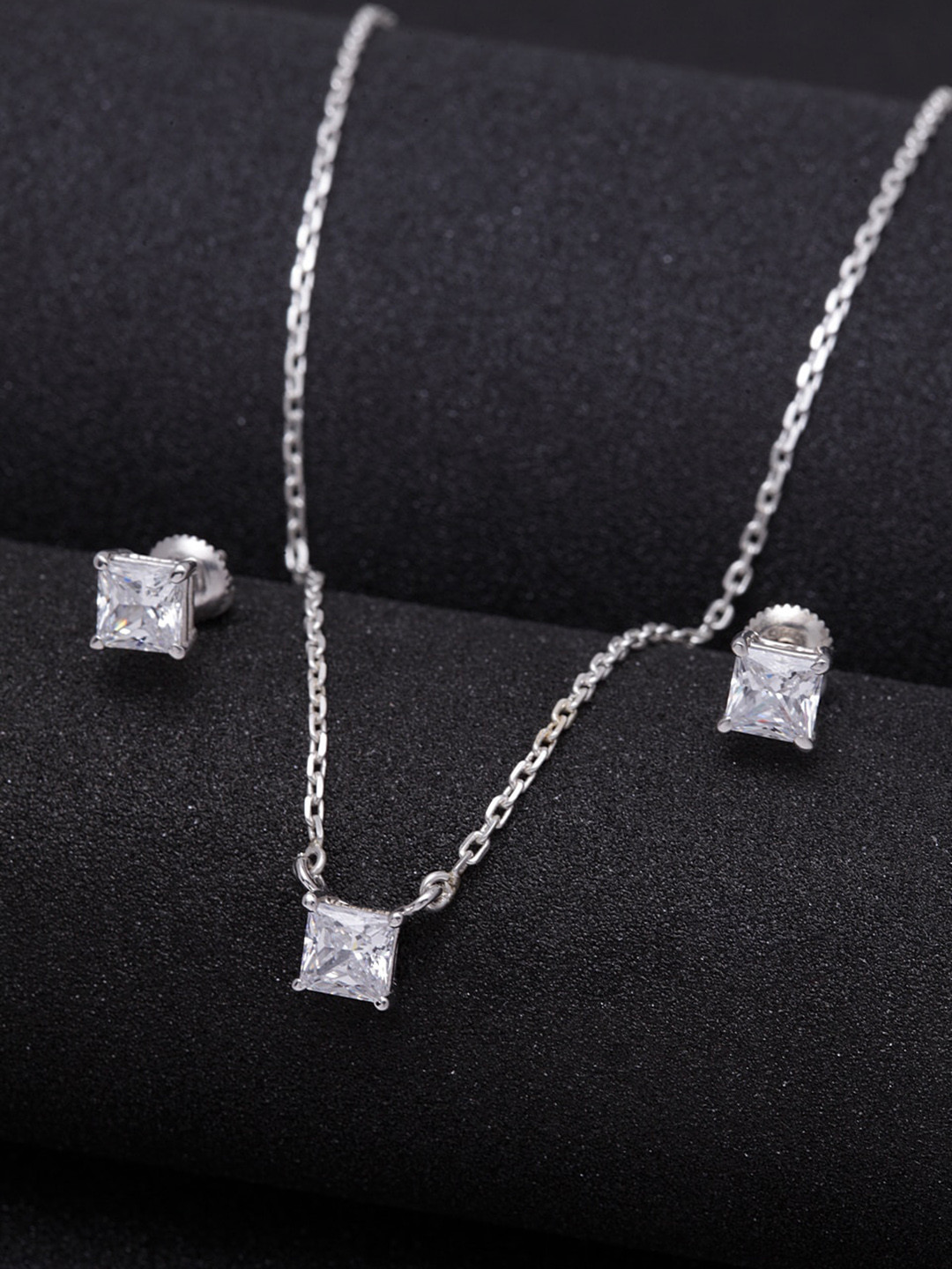 Clara Silver-Toned Square Jewellery Set