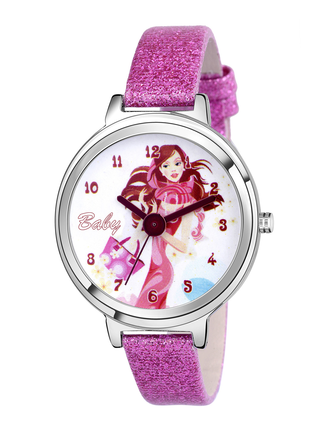 Kool Kidz Unisex Kids Silver Dial & Pink Leather Straps Watch KOOL KIDZ KK 306 DPK 02