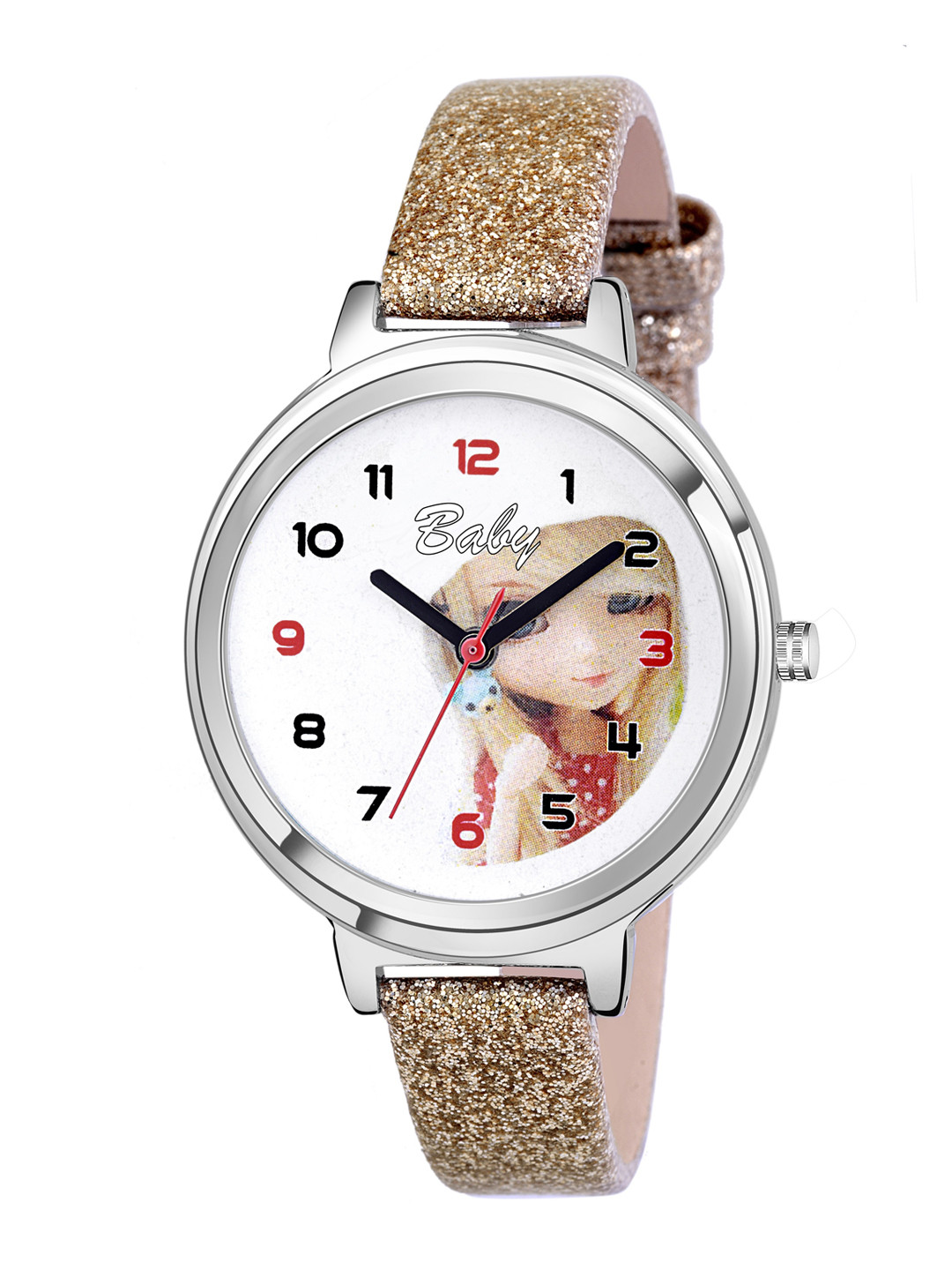 Kool Kidz Kids Multicoloured Printed Dial & Gold Toned Leather Straps Analogue Watch
