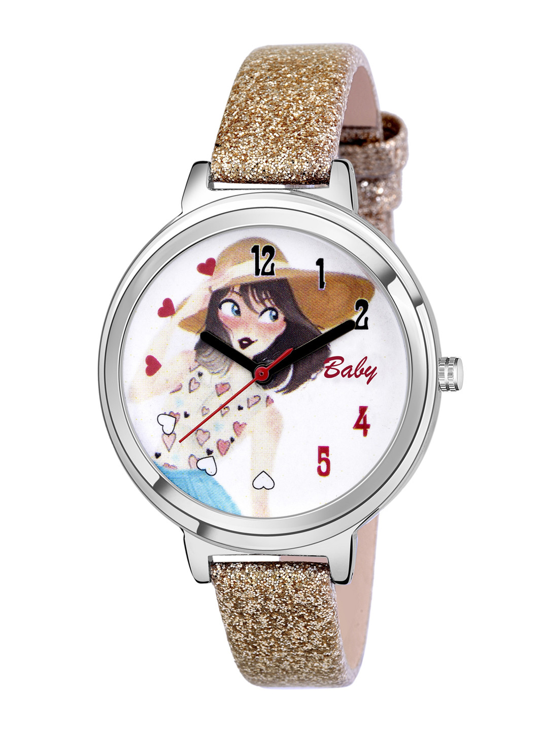 Kool Kidz Unisex Kids Multicoloured Printed Dial & Gold Toned Leather Straps Analogue Watch KOOL KIDZ KK