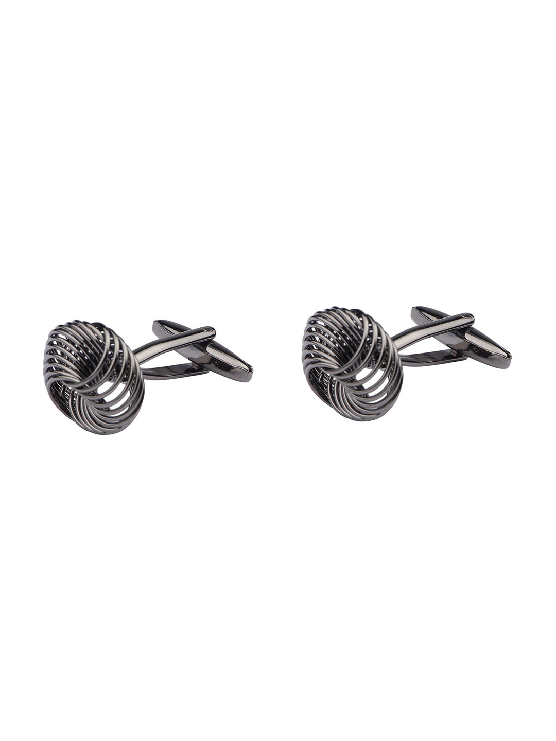The Tie Hub Gunmetal-Toned Geometric Knot Cufflink