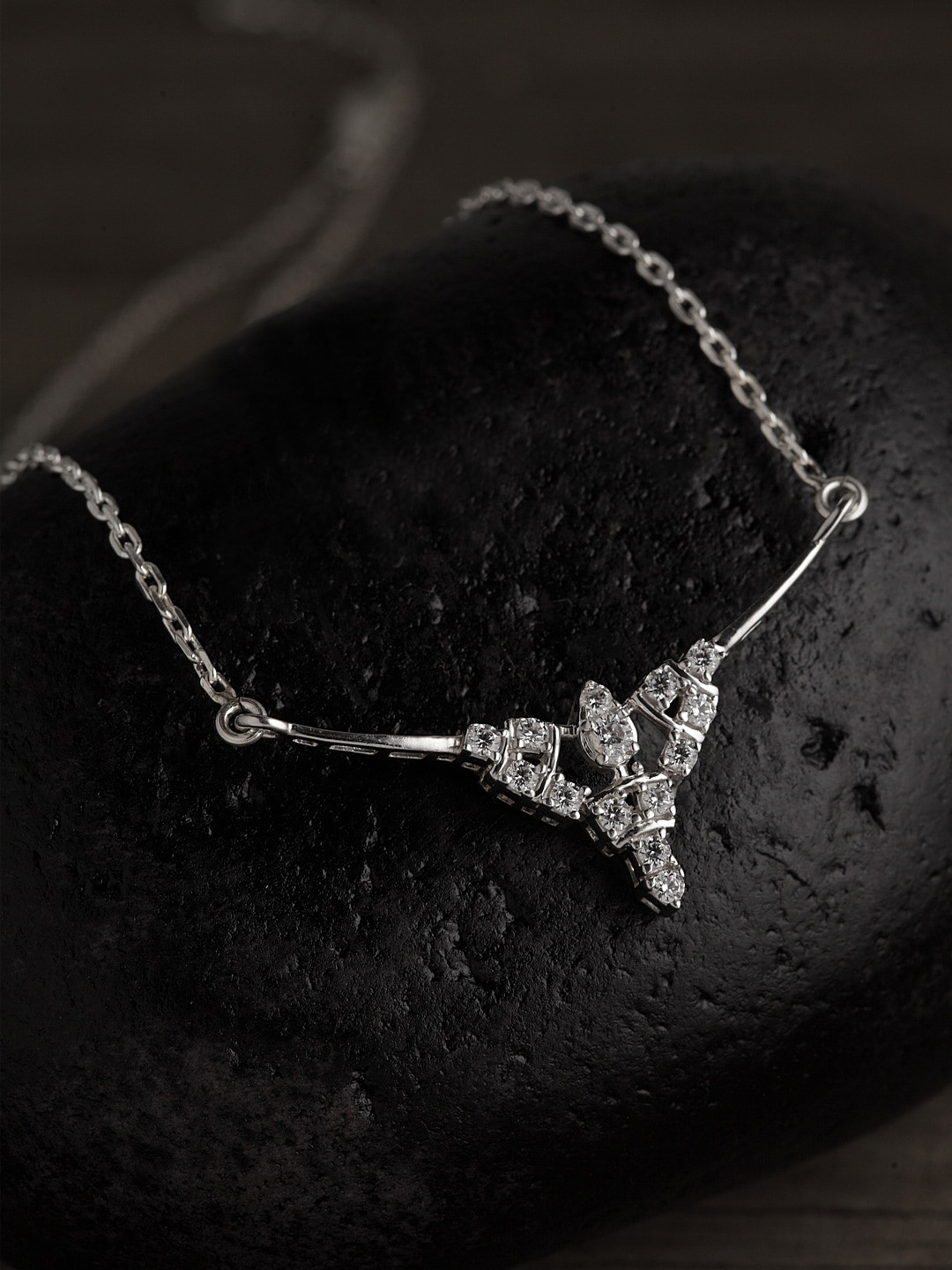 Clara 92.5 Rhodium-Plated CZ-Studded Alice Pendant With Chain