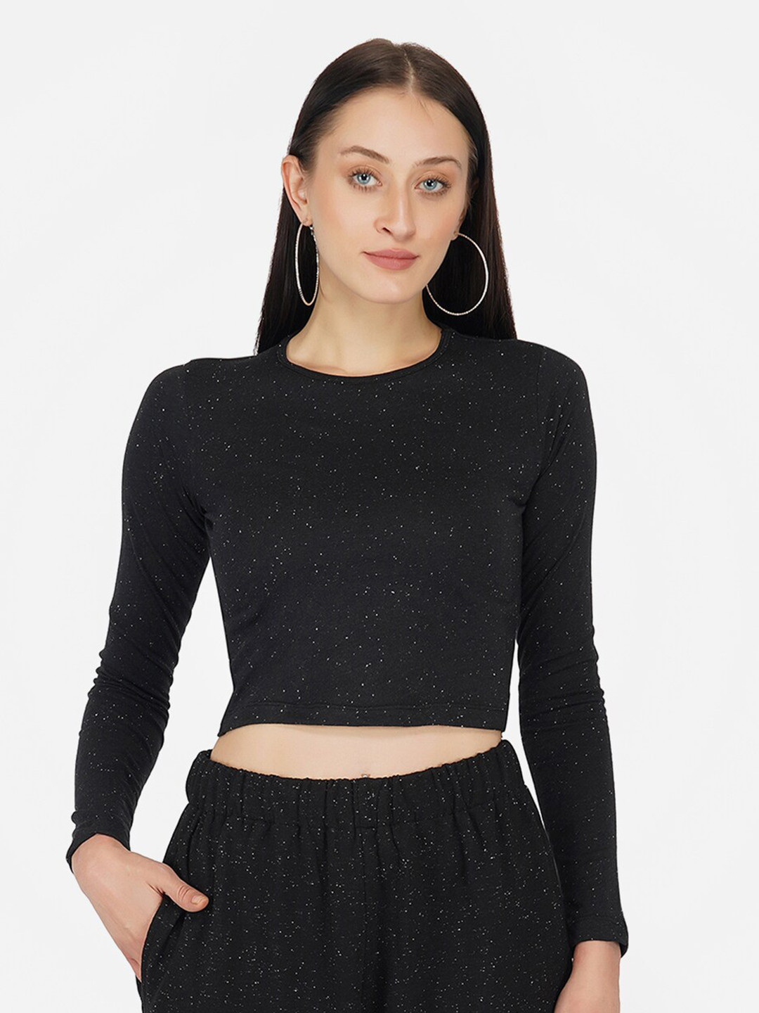 KLAS NOBL Black Cotton Crop Top