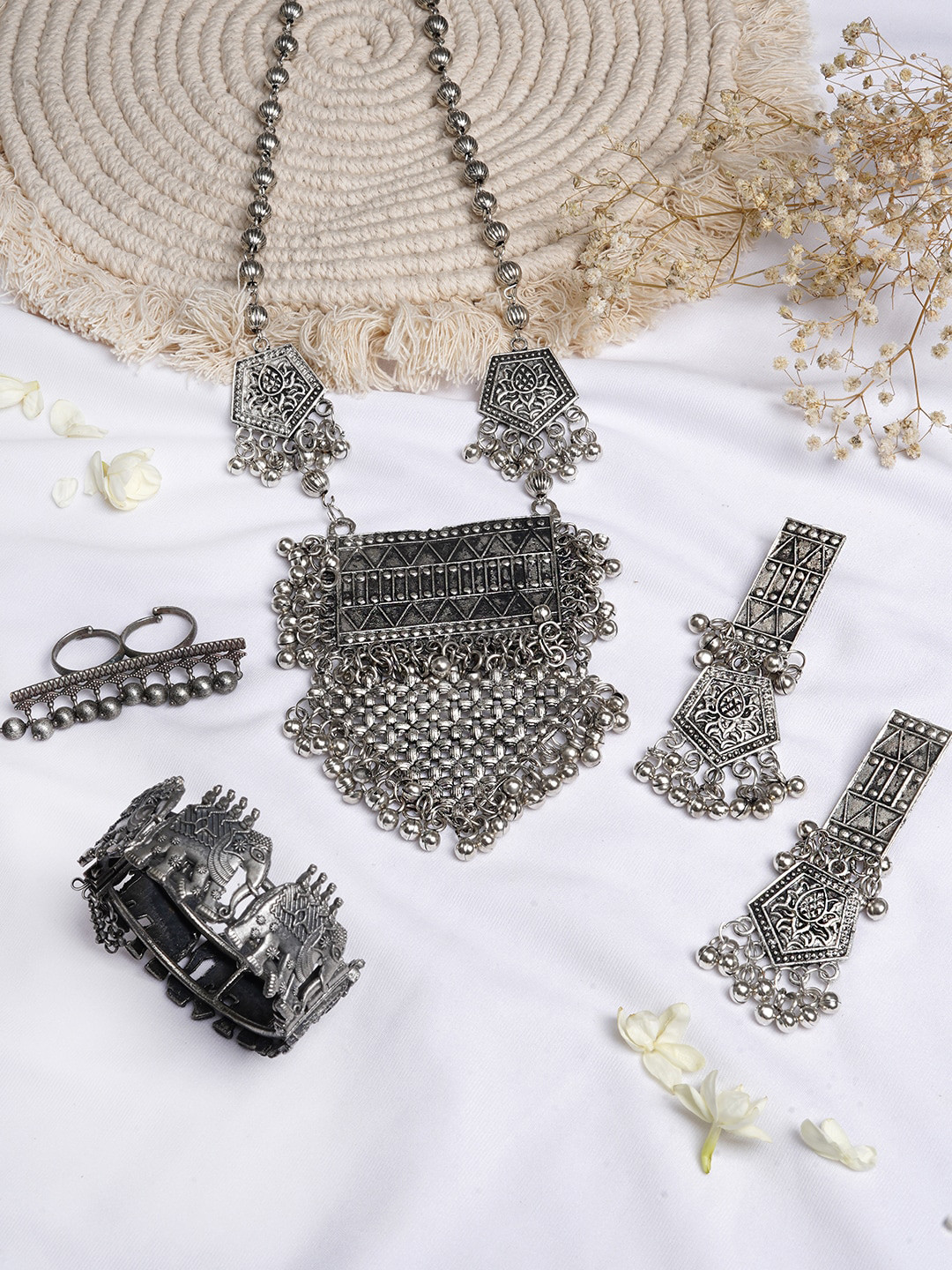 TEEJH Oxidized Silver-Toned Jewelry Set