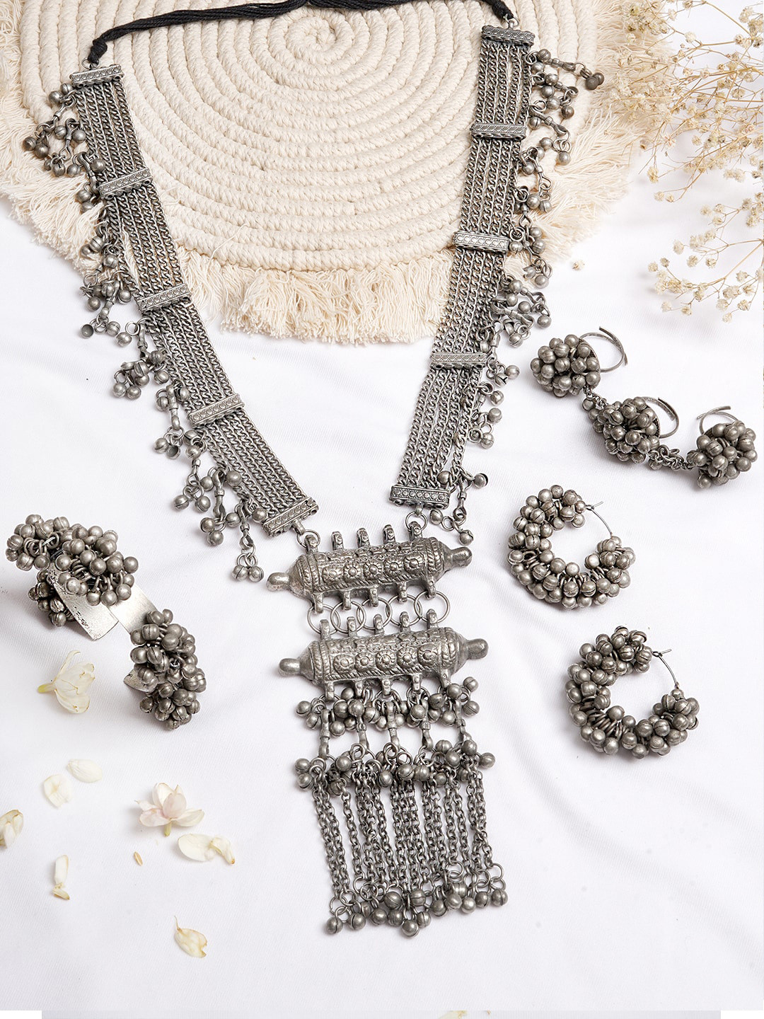 TEEJH Oxidized Silver-Toned Jewelry Set