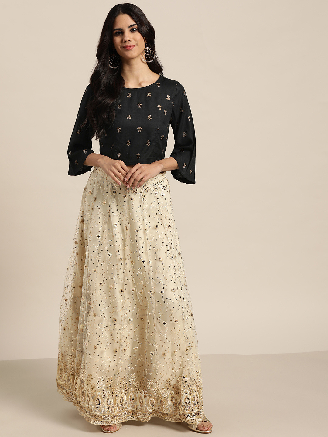 Juniper Stylish Black Embellished Ready to Wear Lehenga Choli