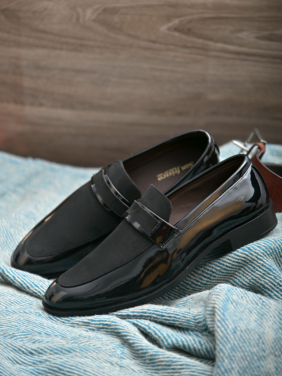 San Frissco Men Black Faux Leather Formal Loafers