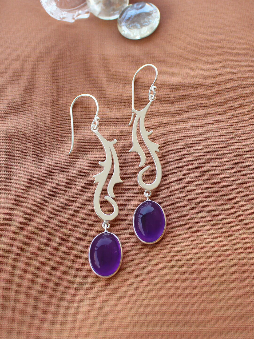 ERILINE JEWELRY 925 Sterling Silver & Blue Oval Shaped Drop Earrings