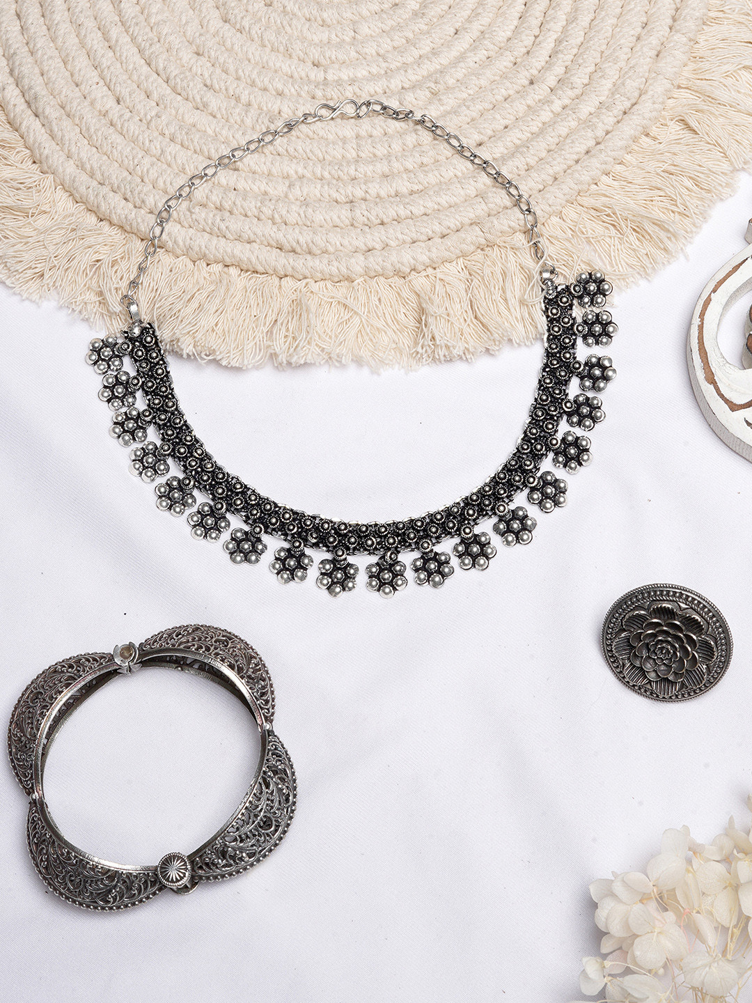 TEEJH Oxidised Silver-Plated Mrinmayi Jewellery Gift Set
