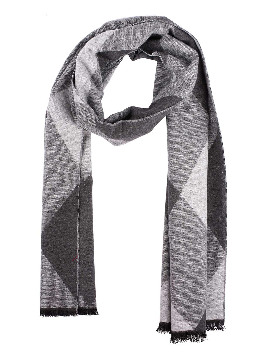 The Tie Hub Men Grey & Black Striped Scarf