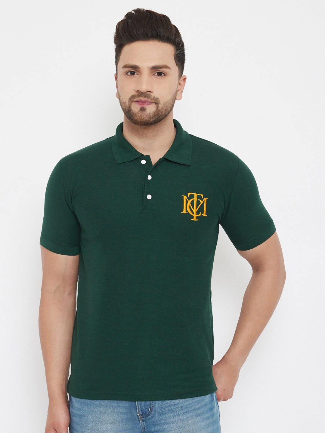 THE MILLION CLUB Men Green Polo Collar T-shirt