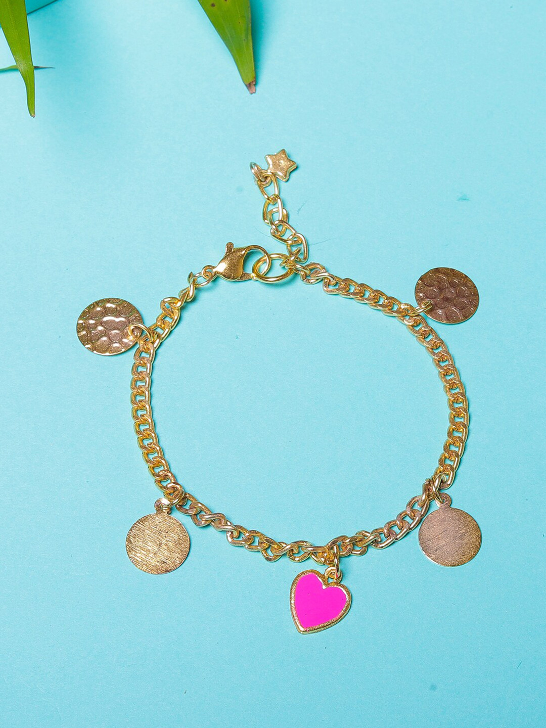 DIVA WALK Women Gold-Plated & Pink Brass Tribal Charm Bracelet