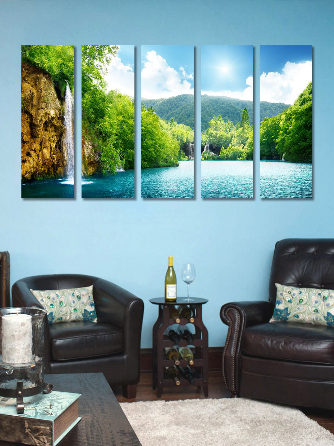 999Store Set Of 5 Forest & Fountains Framed Wall Arts